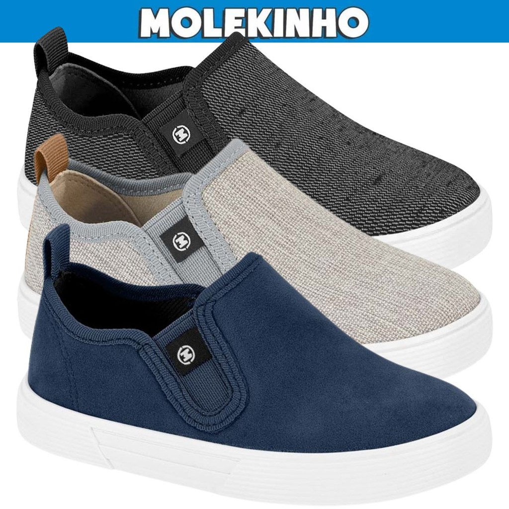 Slip ON Mocassim Infantil Sapatênis Menino Molekinho Masculina Básico