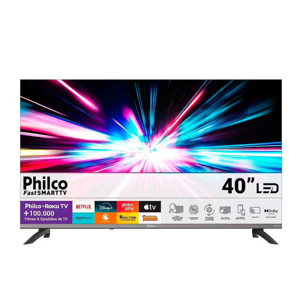 Smart TV 40 Full HD P40CRA Roku TV Dolby Audio Philco — TV e Vídeo