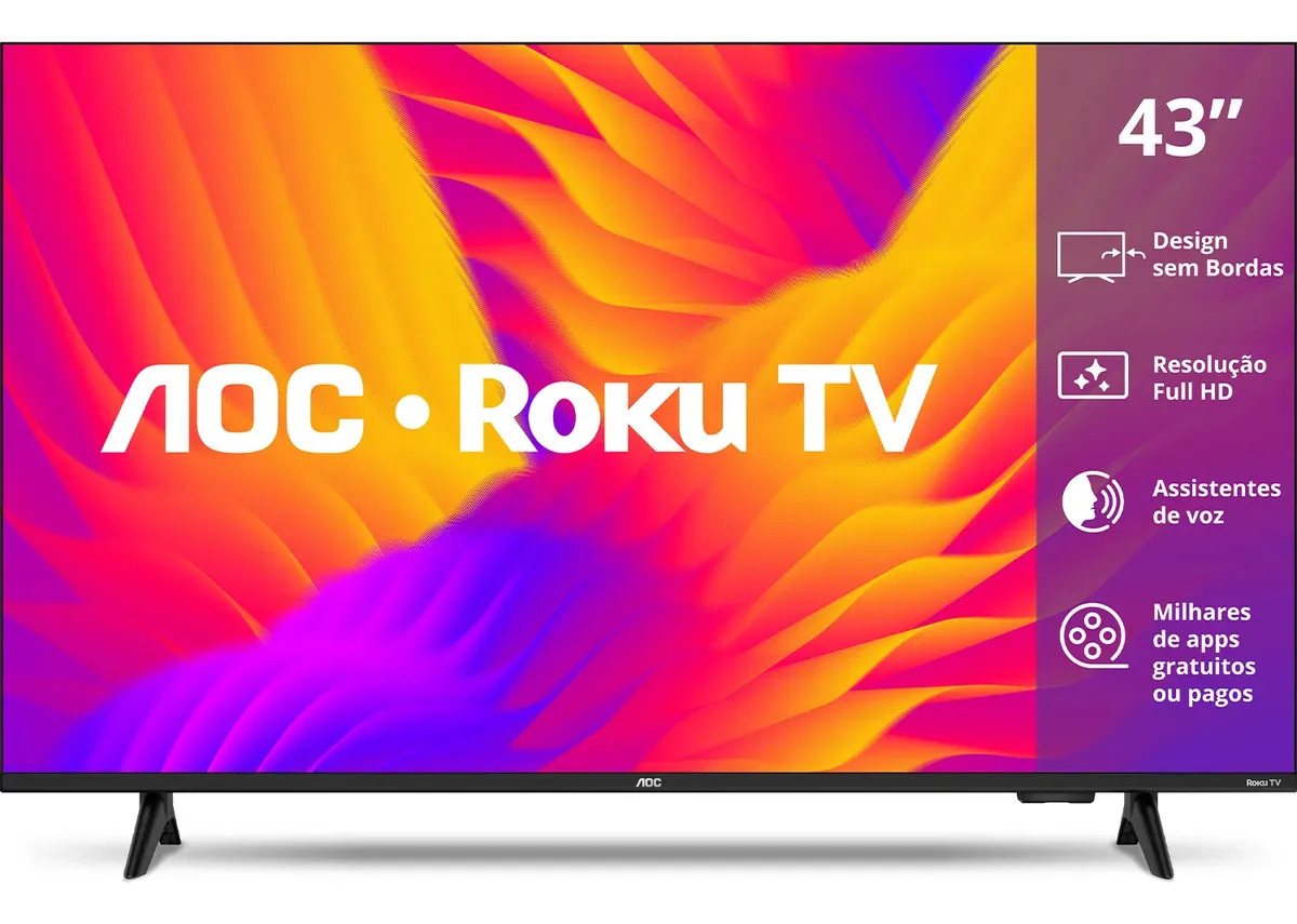 Smart Tv 43 Aoc Led Roku Full Hd Wi-fi 60hz Hdmi Usb 43s5155 78g — TV e Vídeo