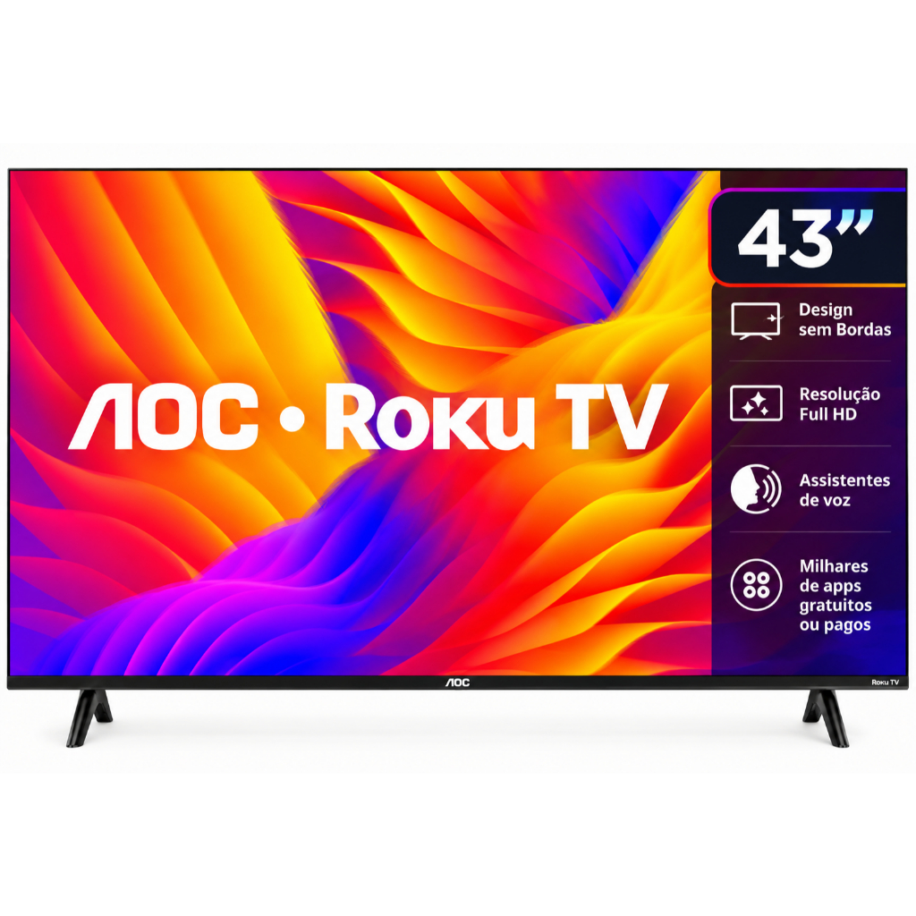 Smart TV Aoc 43" Full HD LED Roku Wi-Fi USB Hdmi 43S5155 78G