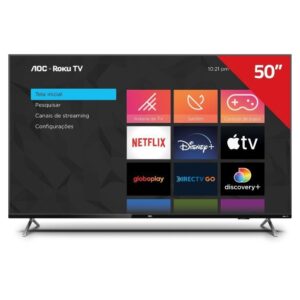 Smart TV Aoc 50U7045 78G 4K UHD de 50″ Roku TV Hdr, Design sem bordas