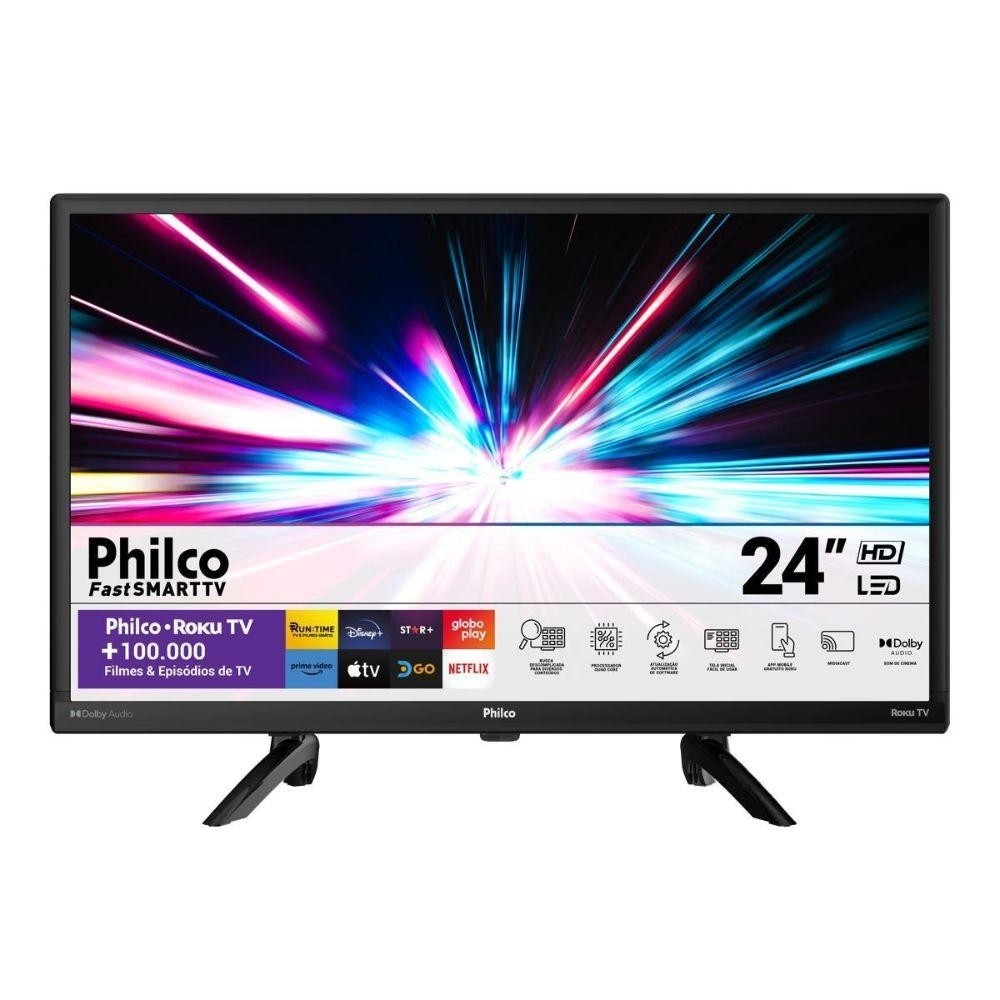 Smart TV Philco PTV24G5YR2CP HD 24" Roku OS Processador Quad Core e — Informática