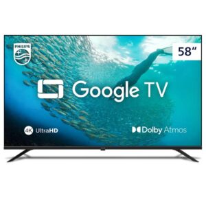 Smart TV Philips 4K UHD de 58″ Google TV Dolby Vision Atmos e Google