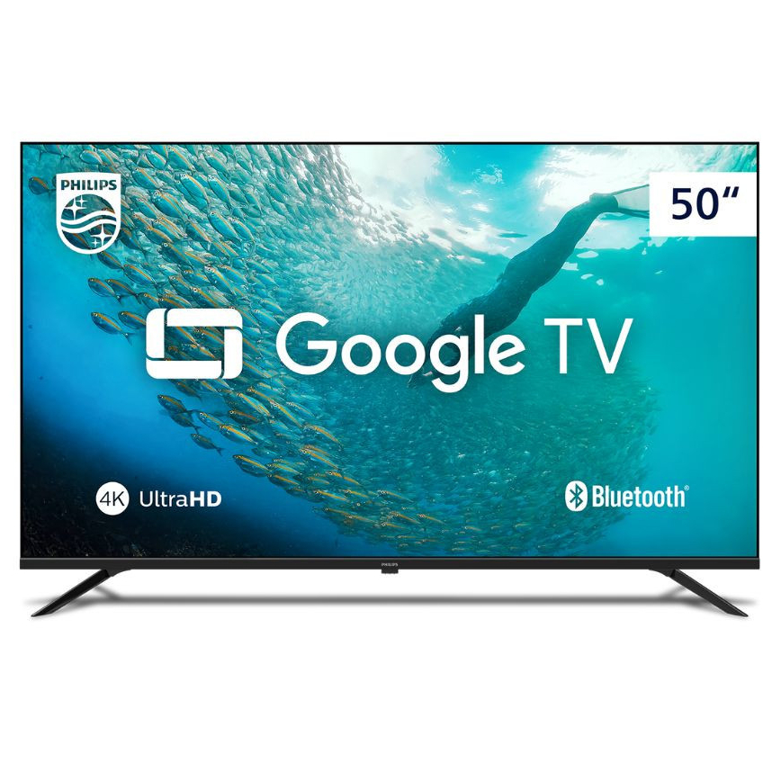 Smart TV Philips 50" Google TV 4K Hdr Comando de Voz Dolby Audio — TV e Vídeo