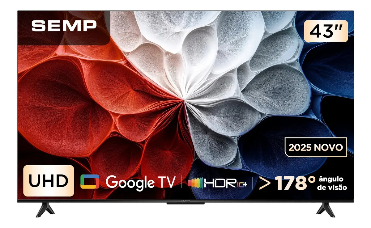 Smart Tv Semp 43 Polegadas Led Hva 4k Wifi Bluetooth Google Tv 3 Hdmi — TV e Vídeo