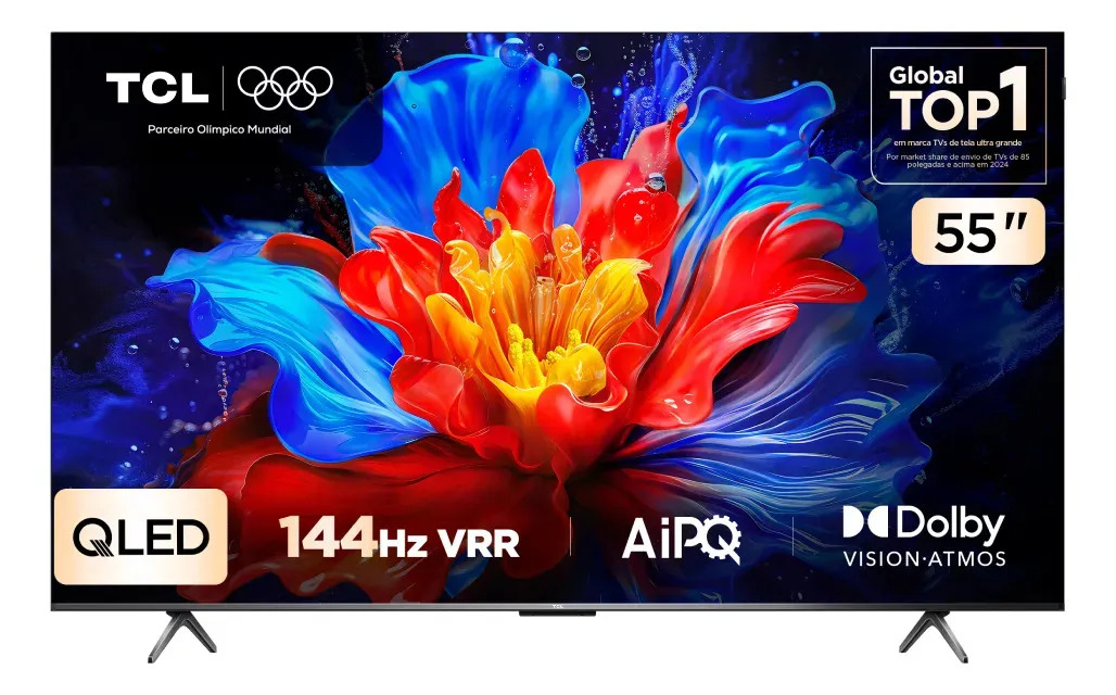 Smart TV Tcl 55 Polegadas Qled 4K P8K WiFi Bluetooth Google TV 144Hz