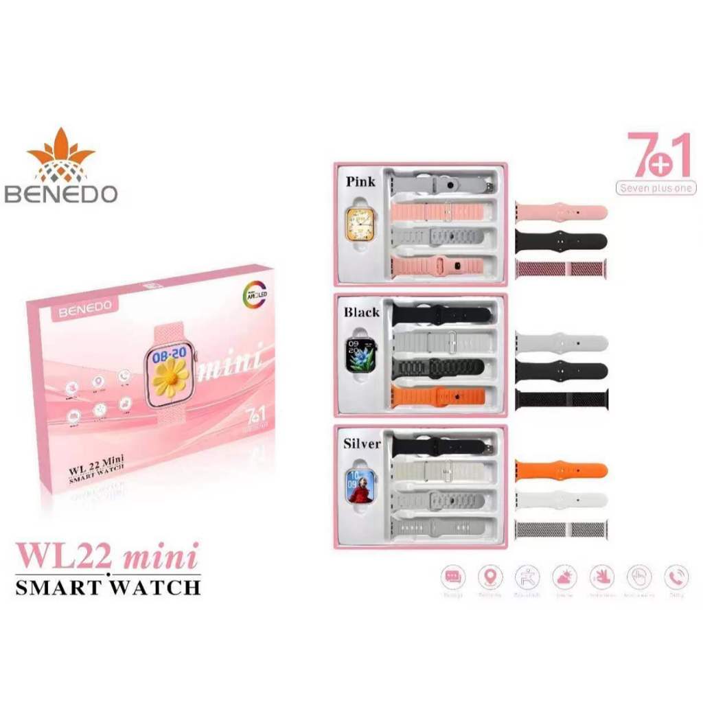 Smart Watch relógio WL22-mini 7 Pulseiras digital feminina