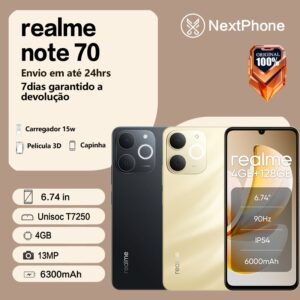 Smartphone Celular Realme Note 70 128 4GB de Ram Dual Sim Tela 6.74