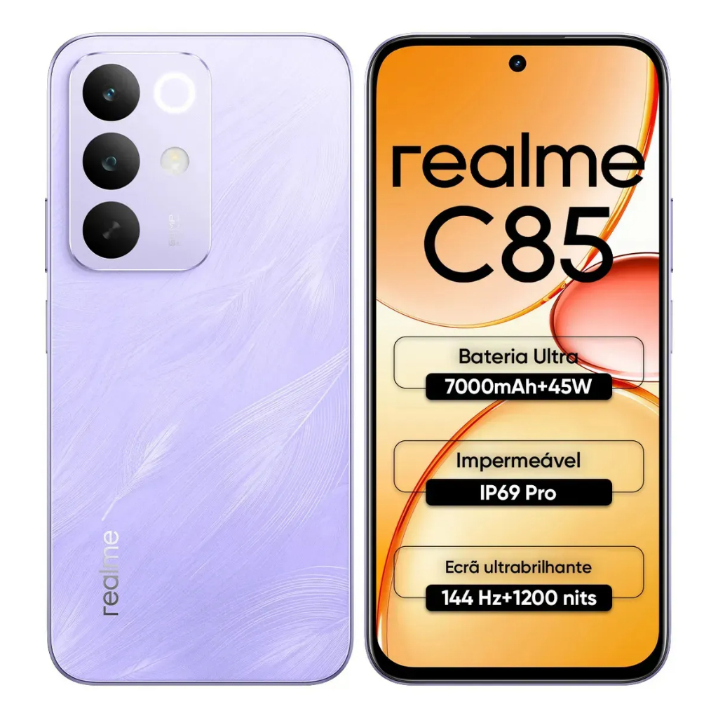 Smartphone Realme C85 5G 8GB 256GB Tela 144Hz 6.8" com Câmera 50MP e — Celulares e Acessórios