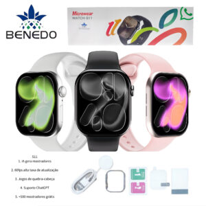 Smartwatch Microwear S11 Séries 11 46mm GPS 2 Pulseira capa pelicula