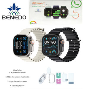 Smartwatch Microwear U5 Plus 49mm Séries 11 2026 2 Pulseiras Amoled À