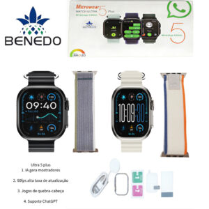 Smartwatch Microwear U5 Plus 49mm Séries 11 2026 2 Pulseiras Amoled À