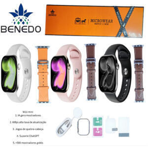Smartwatch Microwear W11 Mini 41mm 2 Pulseiras Série 11 GPS Chat Gpt