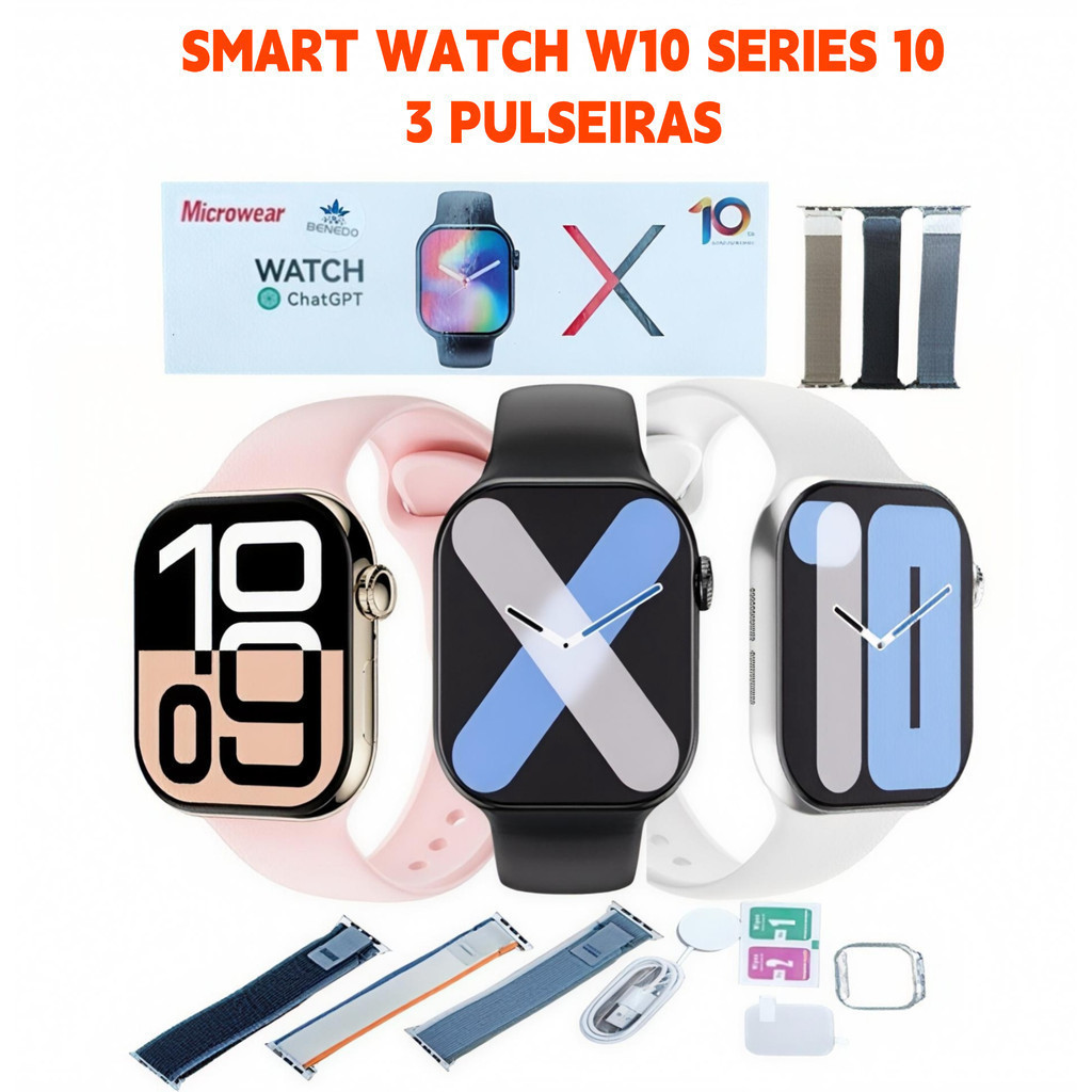 Smartwatch Relogio Microwear Original inteligentes 46 mm 3 Pulseira
