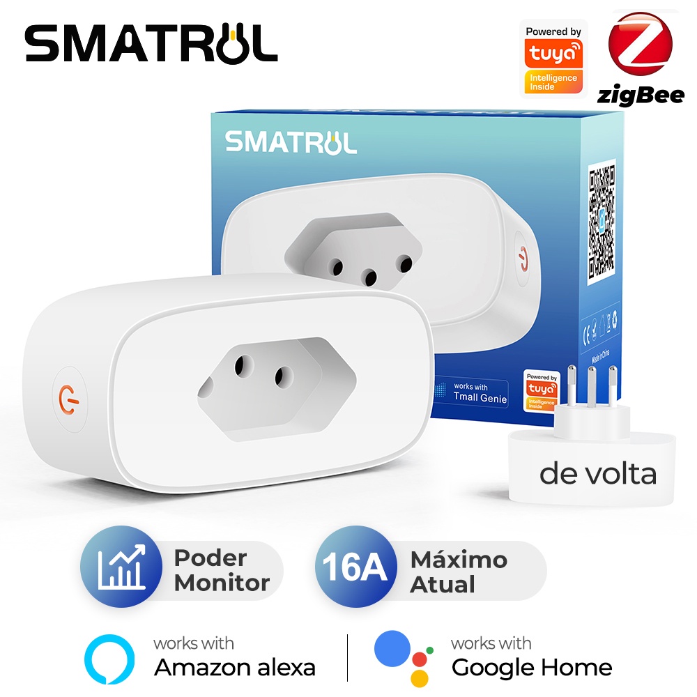 Smatrul Monitor De Energia Tuya Zigbee 16A Brasil Adaptador De Tomada — Informática
