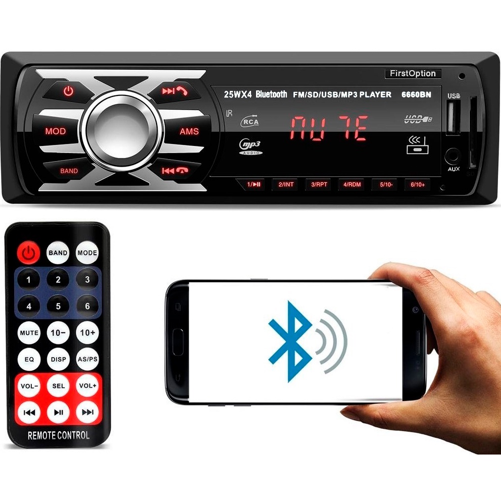 Som Automotivo Radio Usb Carrega Celular Bluetooth Sd Controle Fm