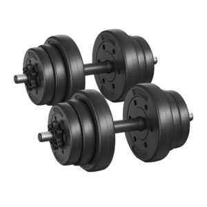 Songmics Conjunto de Halteres Ajustáveis 2 em 1, 2 x 10 kg, Barra