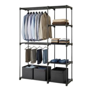 Songmics Guarda-Roupa Closet com Prateleiras Aço Inox, Cabideiro de