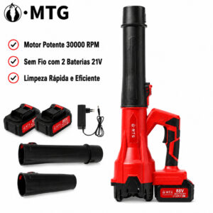 Soprador de Ar 21V Sem Fio Mtg, 30 Rpm com 2 Baterias, Carregador e