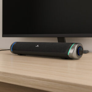 Sound Bar RGB 6W Rms com Entrada Aux Som Estéreo Compacto para PC