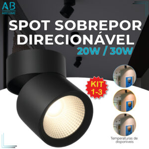 Spot Sobrepor Downlight Preto 20W 10W Luminária de Teto Dobrável — Decoração
