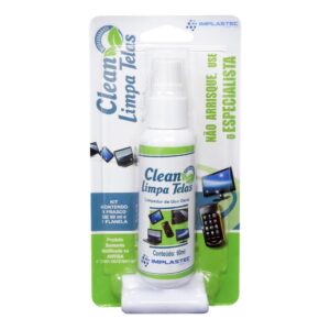 Spray Limpa Tela Clean Implastec 60ml Com Flanela Para Limpeza de