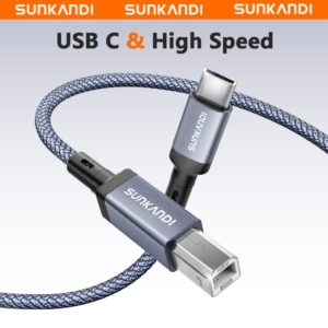 Sunkandi USB c Macho Para B Cabo De Impressora Tipo-USB2.0 Taxa De