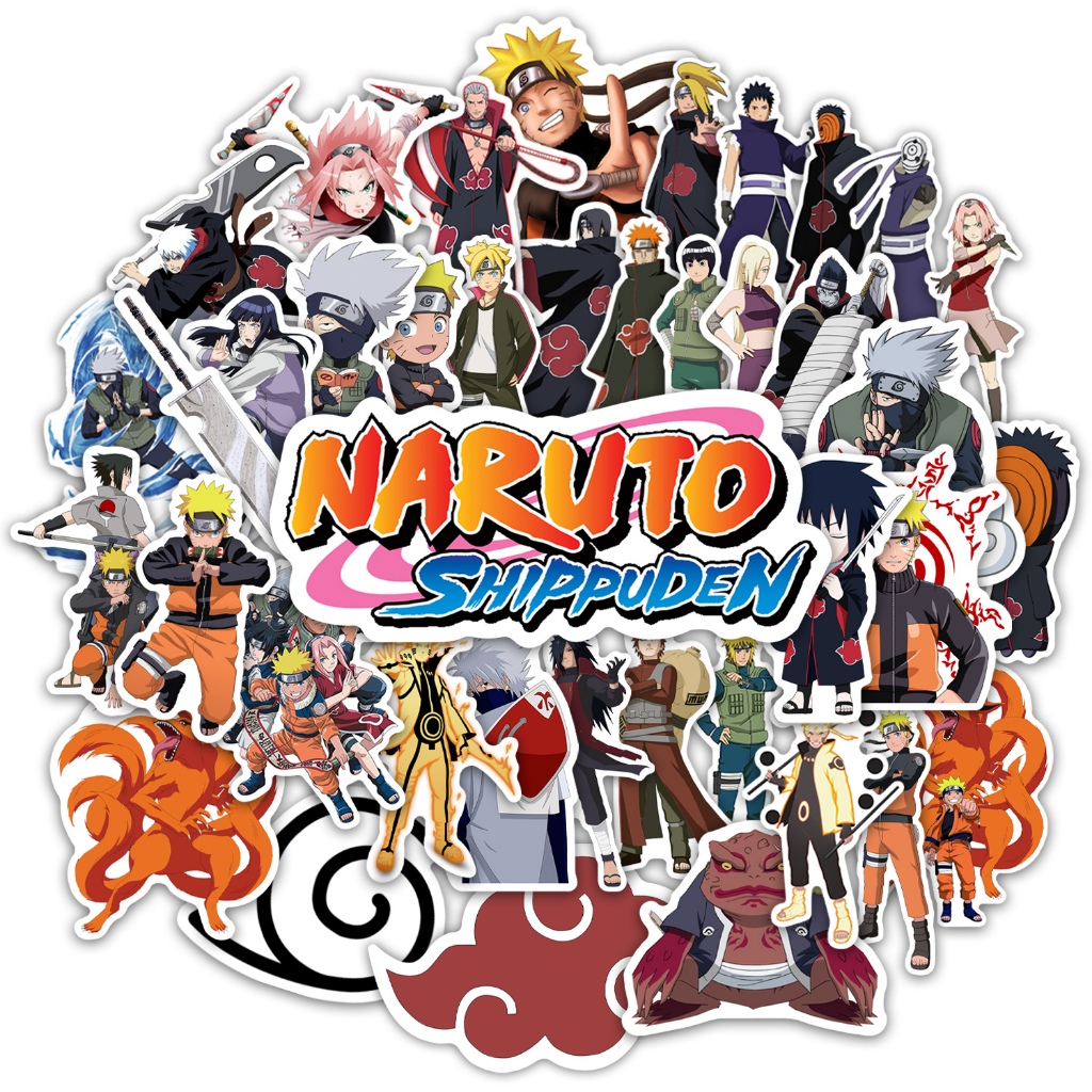 Super Kit 40 Adesivos Cartela Anime Naruto Shippuden Uzumaki