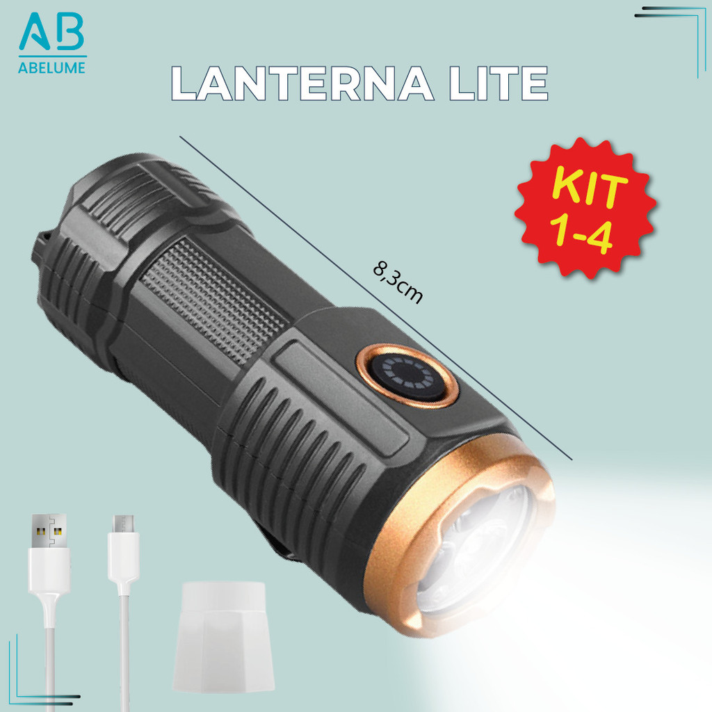 Super Mini Lanterna Lite Tática Branco Frio Bateria 5V C carregador