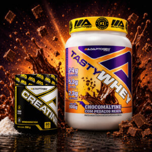 Suplemento Tasty Whey 3W Gourmet Pote 900g Creatina Adaptogen 300g