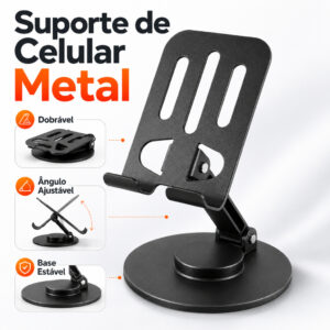 Suporte Alumínio de Mesa Base Rotatória Ajustável 360º Para