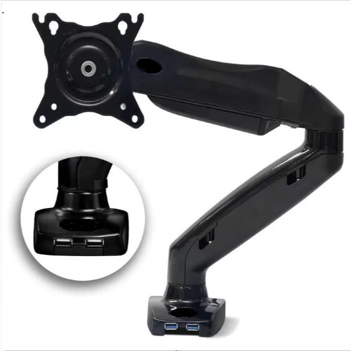 Suporte Articulado Para Monitor 17" a 30" Vesa Com USB Pistão a Gás