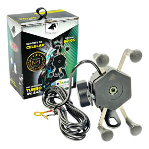 Suporte Celular Moto Carregador Universal Usb Turbo Stallion