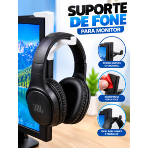 Suporte Gancho Lateral de Monitor para Fone de Ouvido Mais Resistente