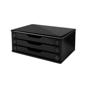 Suporte para Monitor de Mesa com 3 Gavetas Black Piano 3347