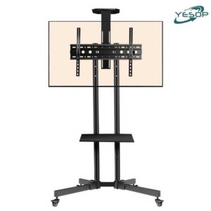 Suporte Para TV Móvel Pedestal De Com Bandejas Cor Preto Yesop — TV e Vídeo
