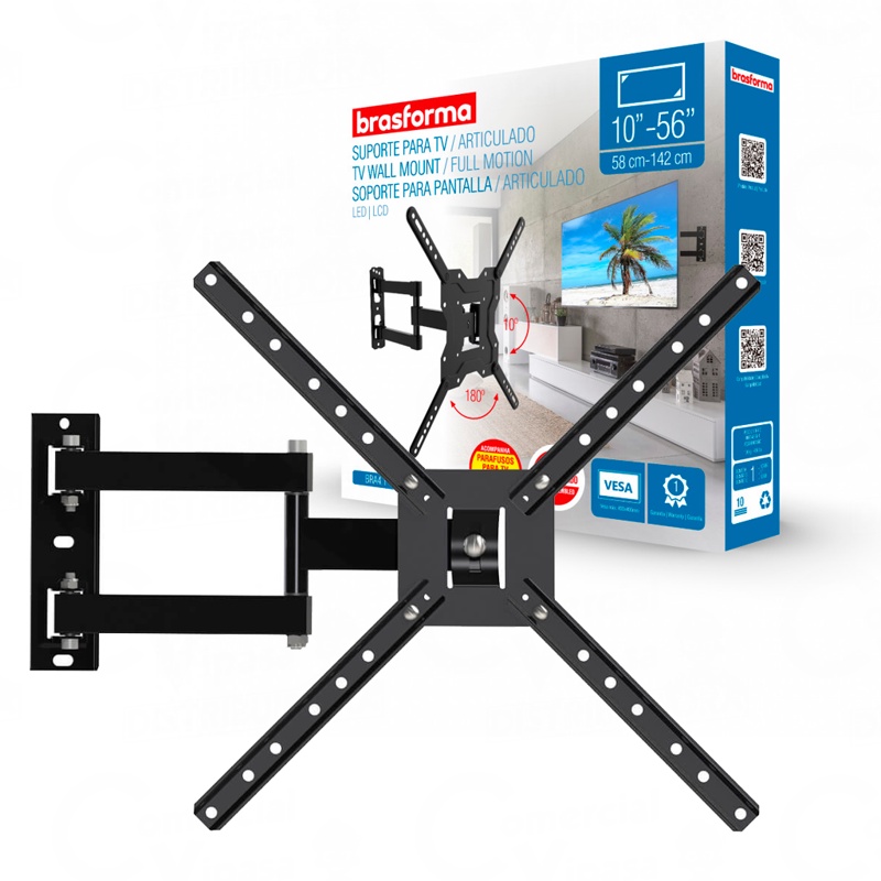 Suporte Para TV Tri Articulado de 10 A 56 Pol. Kit Instalação Completo