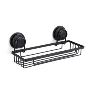 Suporte Porta Shampoo Ventosa Aço Cromado Black Banheiro Arthi