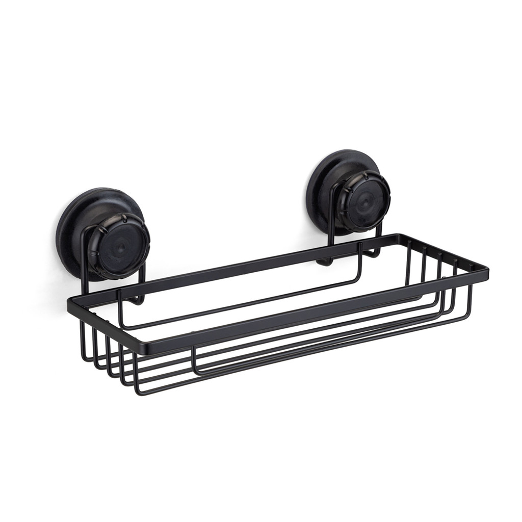 Suporte Porta Shampoo Ventosa Aço Cromado Black Banheiro Arthi