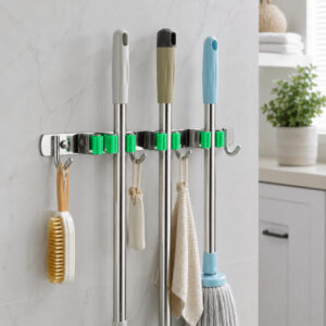 Suporte Vassoura Panos Acessórios Aço Inox Organizador Resistente 7