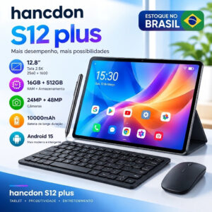 Tablet Hancdon S12 Plus 12.8" 2.5K Android 15 16GB+512GB 10mAh — Informática
