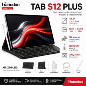 Tablet Hancdon S12 Plus Tela 12,8″ 16+512GB 5G Bateria 10mAh Android