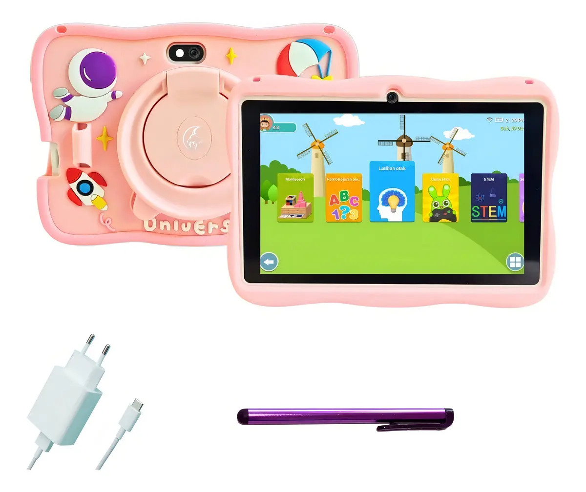 Tablet Infantil Milii Kids Android 13 Com Capa Antiqueda Rosa de 7" e — Informática
