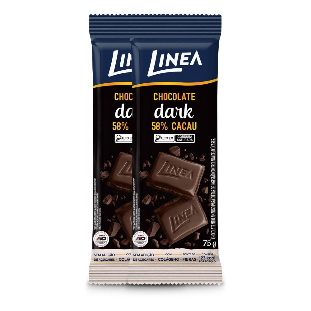 Tablete Chocolate Dark Linea 75g 2 unidades