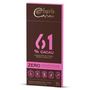 Tablete de Chocolate Amargo 61% Cacau Vegano Zero 80g Espírito Cacau
