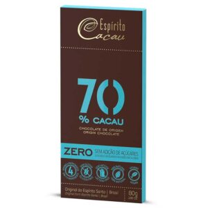 Tablete de Chocolate Amargo 70% Cacau Vegano Zero 80g Espírito Cacau