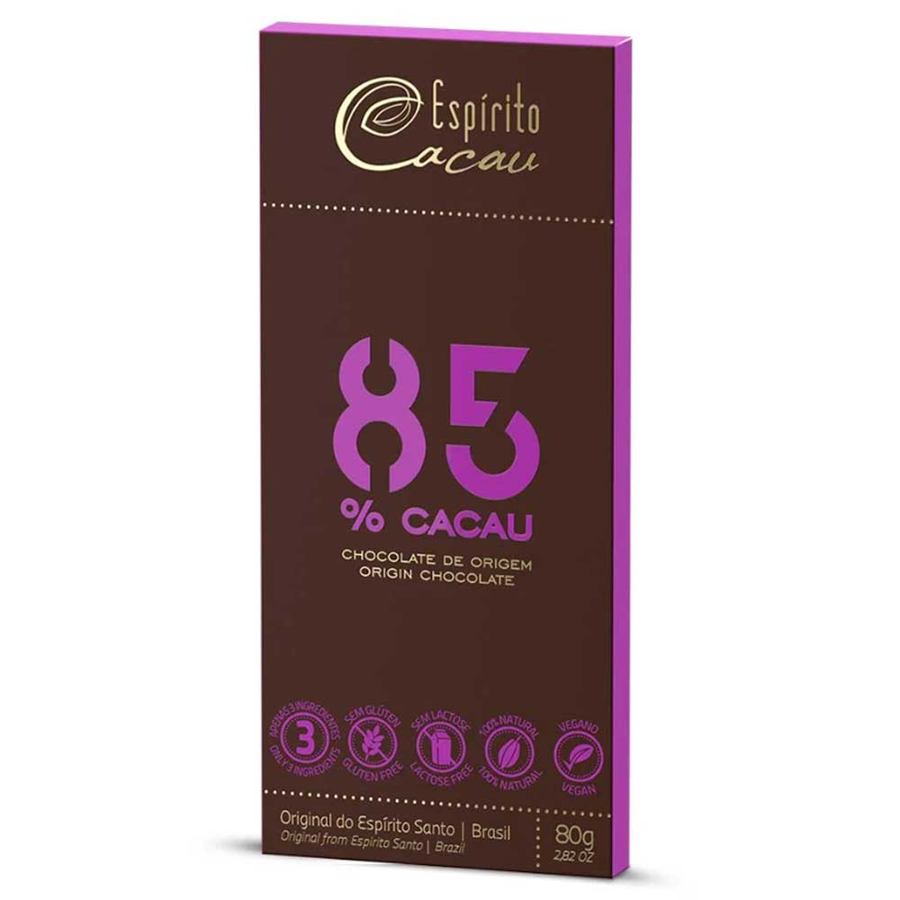 Tablete de Chocolate Amargo 85% Cacau Vegano 80g Espírito Cacau — Informática