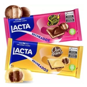 Tablete de Chocolate em Barra Recheado Sonho de Valsa ou Ouro Branco