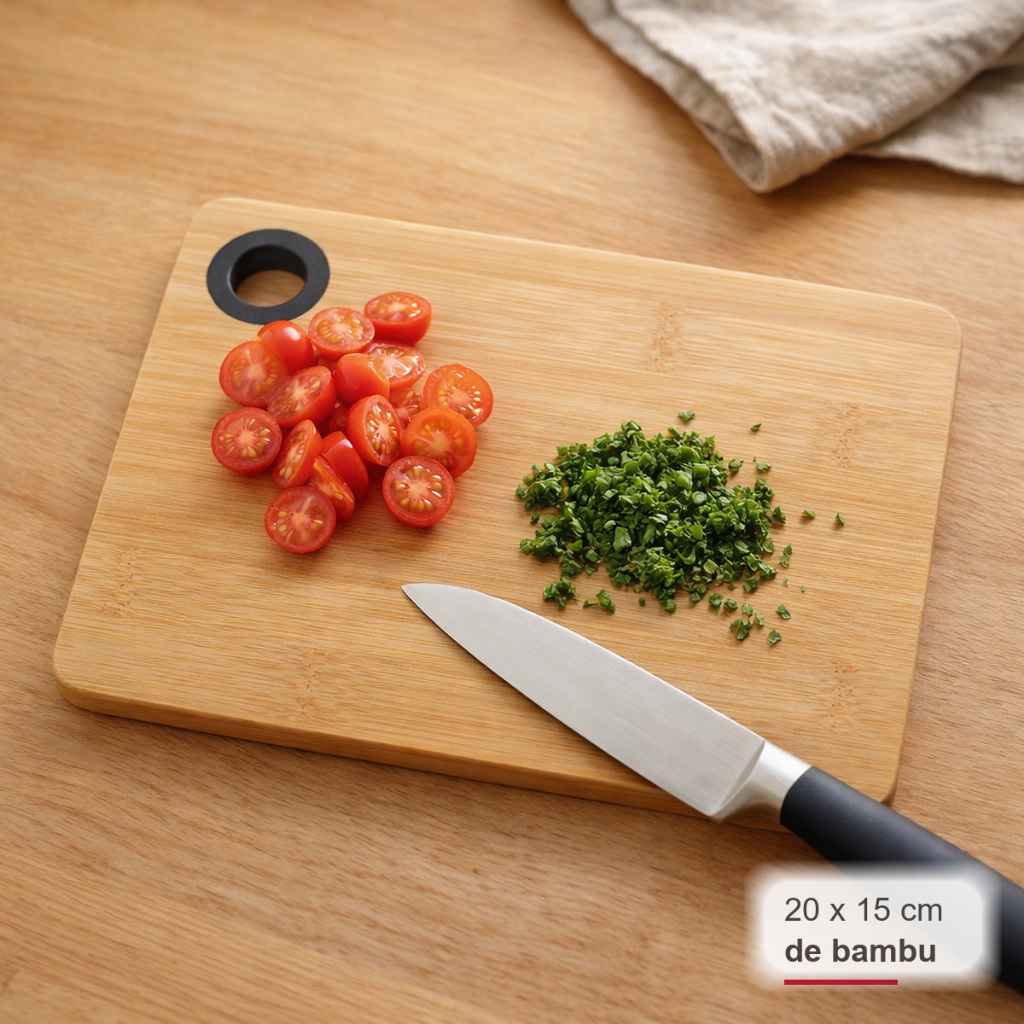 Tábua De Corte De Bambu Para Cozinha Hauskraft 20x15cm Tábua De Bambu