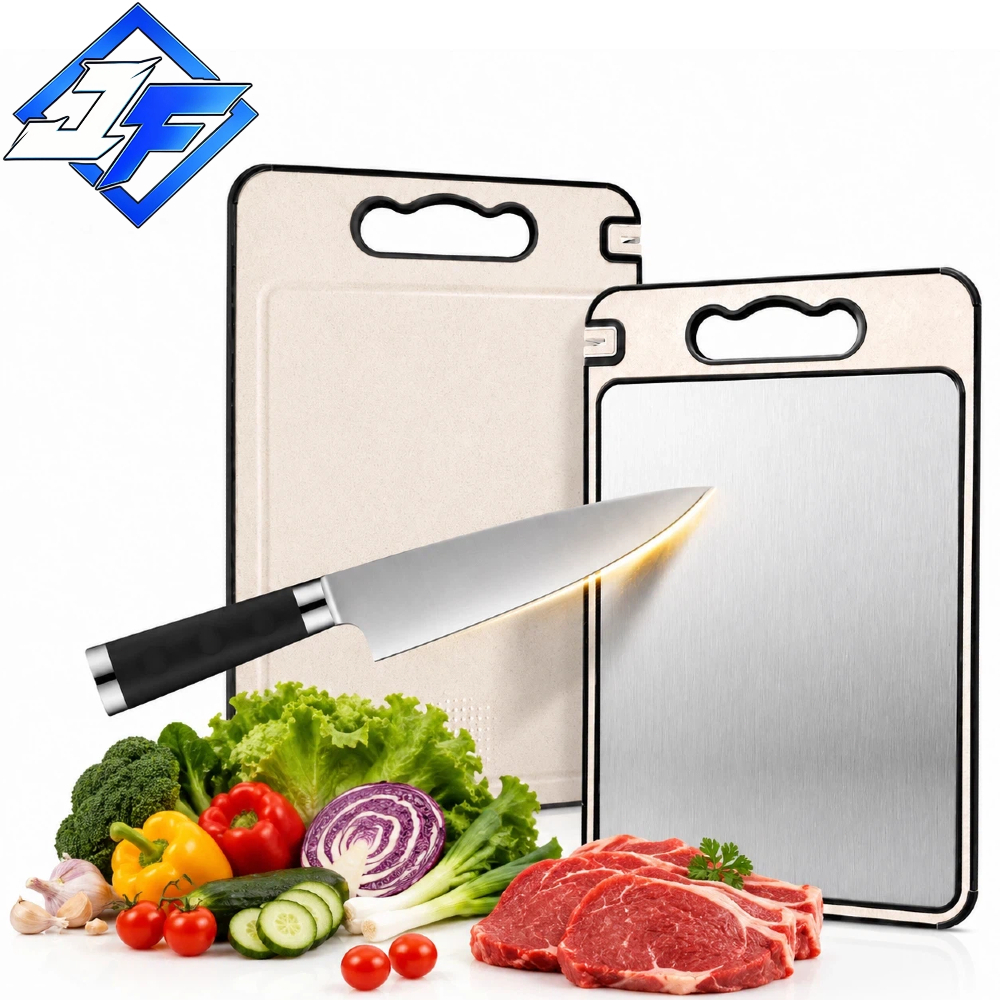 Tábua de Corte Dupla Face com Afiador 2 em 1 Aço Inox e PP Antifungo — Cozinha e Utensílios